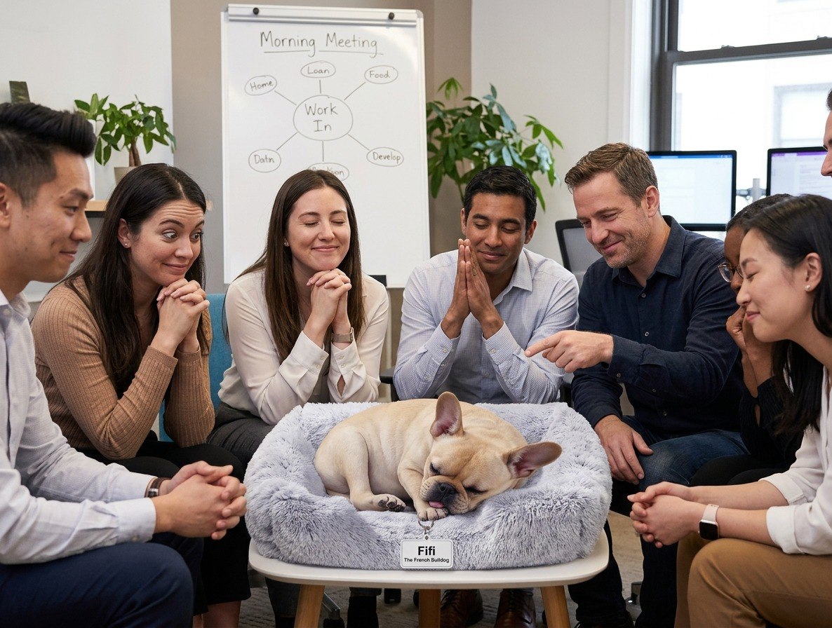Fifi at the morning team meeting